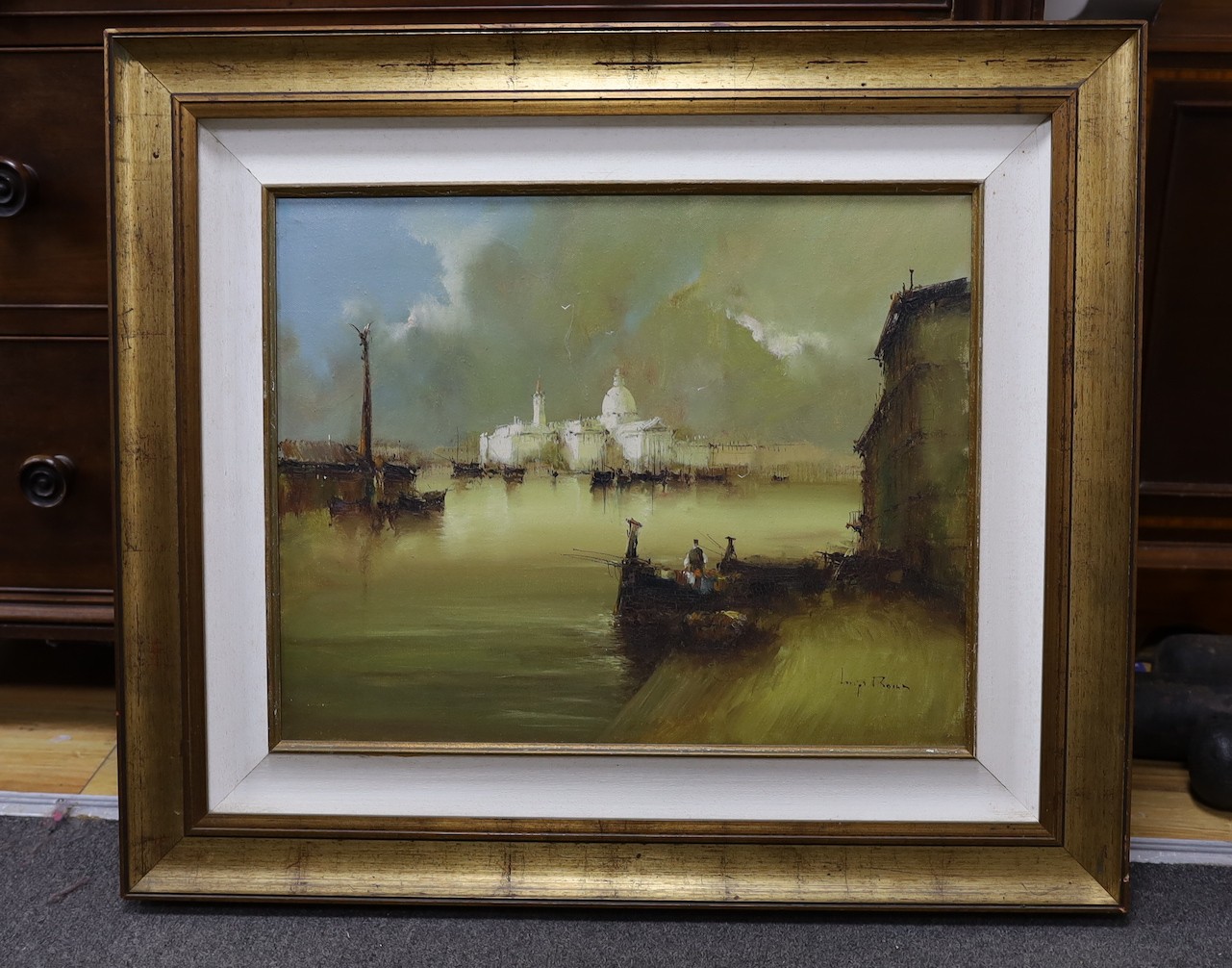 Luigi Roiga, oil on canvas, View of Venice, signed, 39 x 49cm